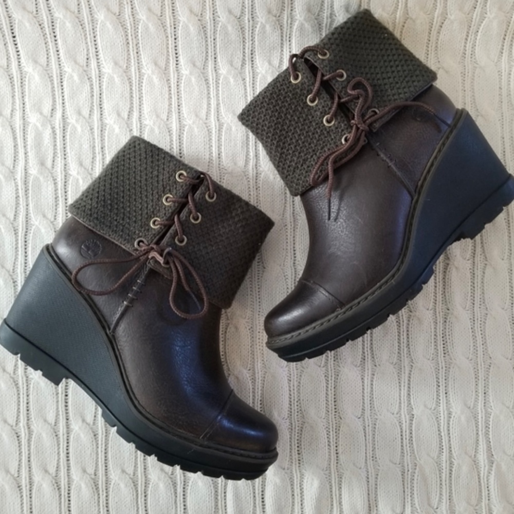 NWOT Timberland Kellis Mid Fold Down Boots 7 Brown Olive - Picture 4 of 10